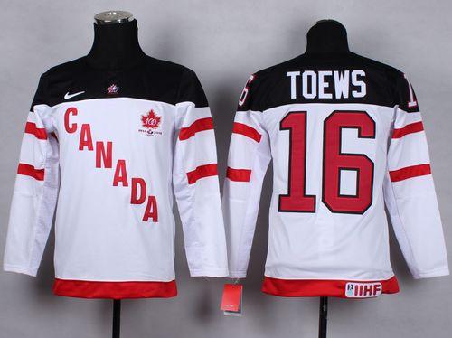 Kid Team Canada 16 Jonathan Toews White 100th Anniversary NHL Jersey