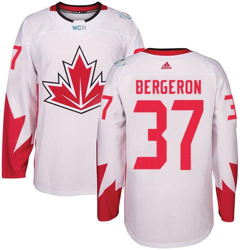 Kid Team Canada 37 Patrice Bergeron White 2016 World Cup NHL Jersey