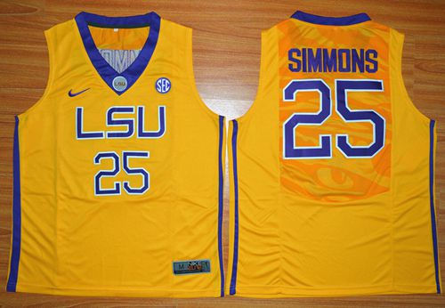 LSU Tigers 25 Ben Simmons Gold Basketball NCAA Jersey