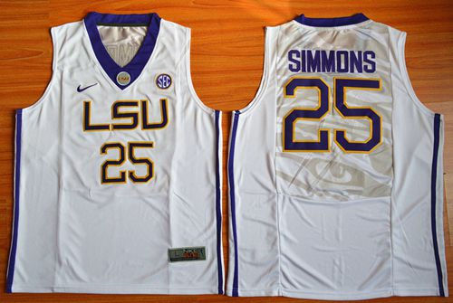 LSU Tigers 25 Ben Simmons White Basketball NCAA Jersey