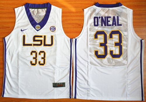 LSU Tigers 33 Shaquille O-Neal White Basketball NCAA Jersey