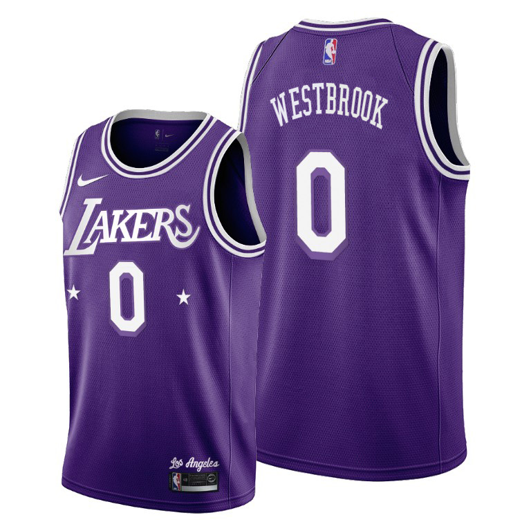 Los Angeles Lakers #0 Russell Westbrook Youth 2021-22 City Edition Purple NBA Jersey