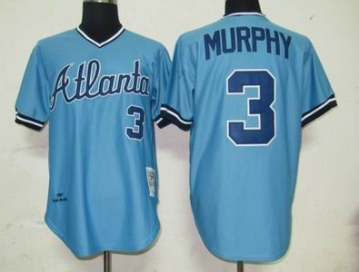 MLB Jerseys Atlanta Braves 3 Murphy Light Blue Throwback
