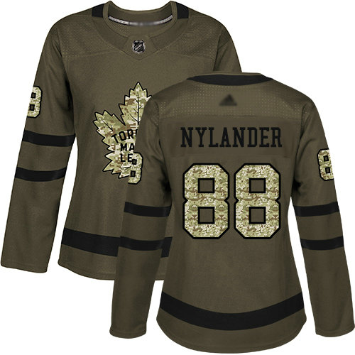 Maple Leafs #88 William Nylander Green Salute to Service Women's Stitched Hockey Jersey