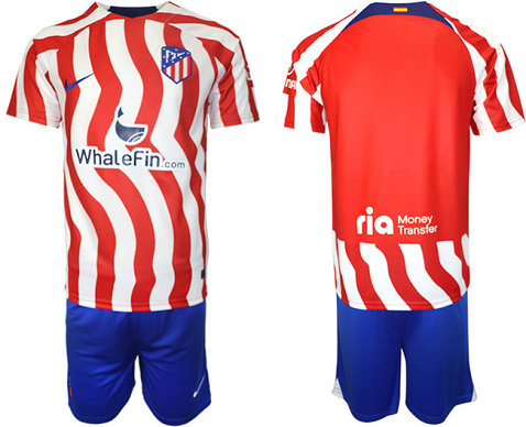 Men's Atl茅tico De Madrid Custom 2023 24 Red Home Soccer Jersey Suit 001