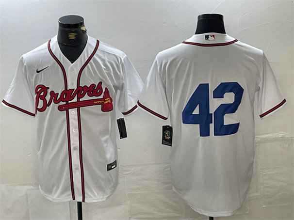 Men's Atlanta Braves #42 Jackie Robinson White Cool Base Stitched Baseball Jersey