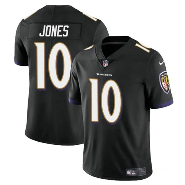 Men's Baltimore Ravens #10 Emory Jones Black Vapor Limited Football Jersey