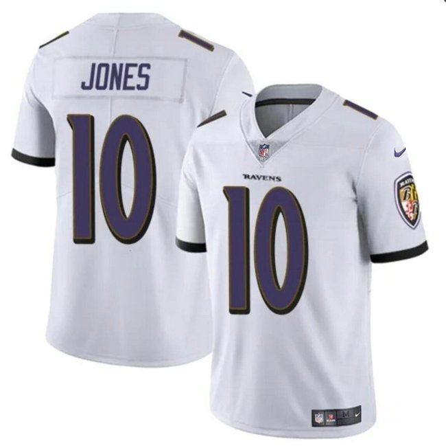 Men's Baltimore Ravens #10 Emory Jones White Vapor Limited Football Jersey