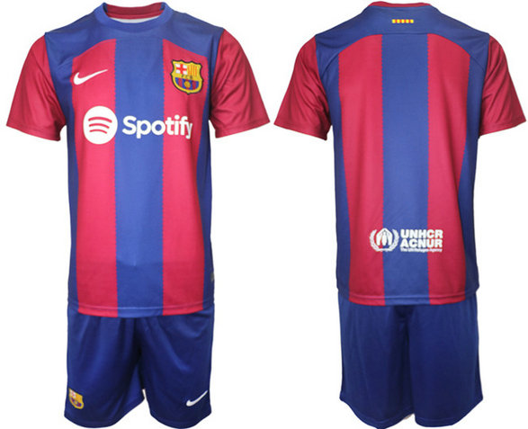 Men's Barcelona Custom 2023 24 Blue Red Home Soccer Jersey Suit