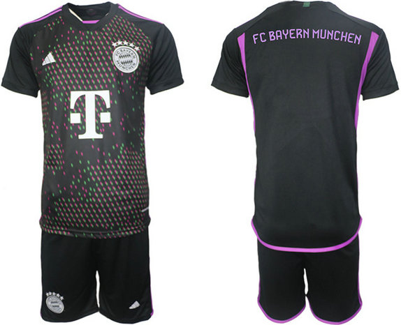 Men's Bayern Munich Custom 2023 24 Black Home Soccer Jersey Suit