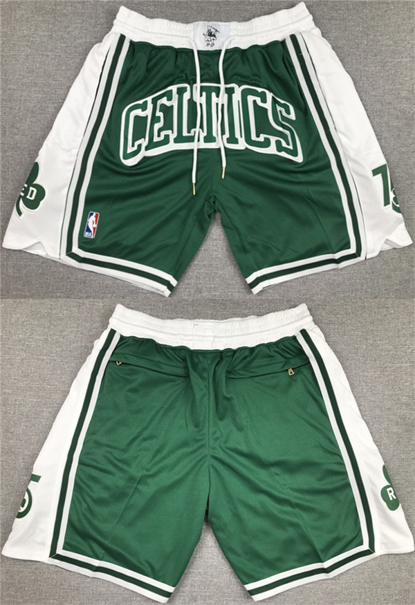 Men's Boston Celtics White-Green Shorts 