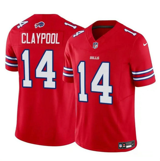 Men's Buffalo Bills #14 Chase Claypool Red 2024 F.U.S.E. Vapor Untouchable Limited Stitched Football Jersey