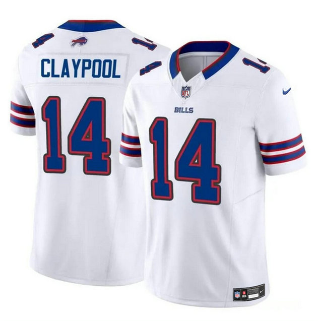 Men's Buffalo Bills #14 Chase Claypool White 2024 F.U.S.E. Vapor Untouchable Limited Stitched Football Jersey