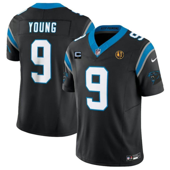 Men's Carolina Panthers #9 Bryce Young Black 2023 F.U.S.E. With 1-Star C Patch And John Madden Patch Vapor Limited Stitched Football Jersey