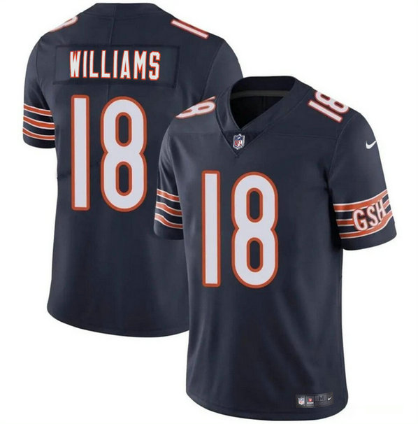 Men's Chicago Bears #18 Caleb Williams Navy 2024 Draft Vapor Stitched Football Jersey