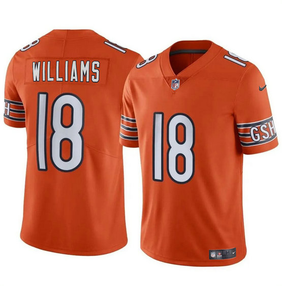 Men's Chicago Bears #18 Caleb Williams Orange 2024 Draft F.U.S.E. Vapor Stitched Football Jersey