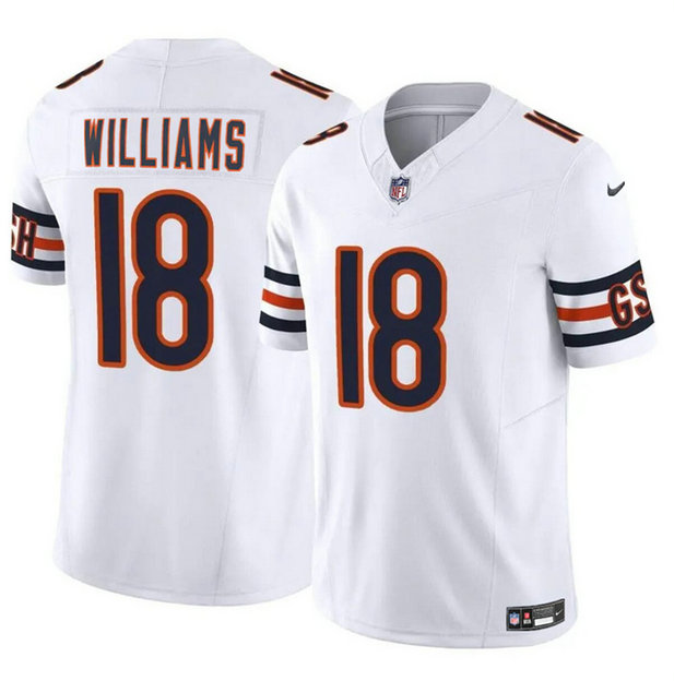 Men's Chicago Bears #18 Caleb Williams White 2024 Draft F.U.S.E. Vapor Stitched Football Jersey