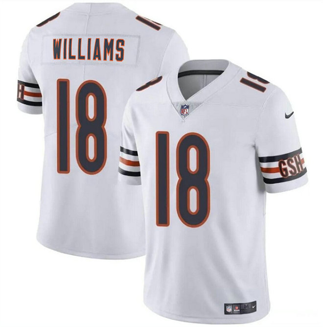 Men's Chicago Bears #18 Caleb Williams White 2024 Draft Vapor Stitched Football Jersey
