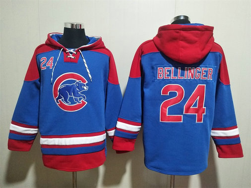 Men's Chicago Cubs #24 Cody Bellinger Royal Red Ageless Must-Have Lace-Up Pullover Hoodie