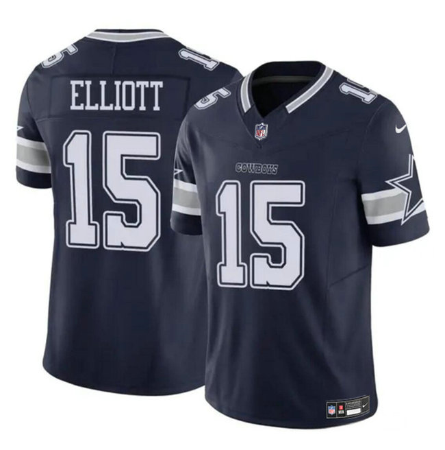 Men's Dallas Cowboys #15 Ezekiel Elliott Navy 2023 F.U.S.E Vapor Untouchable Limited Stitched Football Jersey