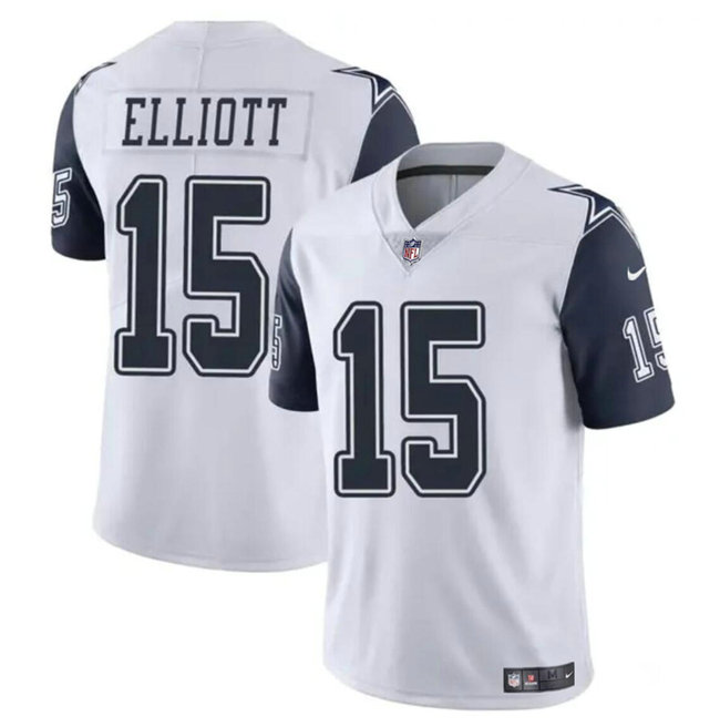 Men's Dallas Cowboys #15 Ezekiel Elliott White Color Rush Limited Stitched Football Jersey