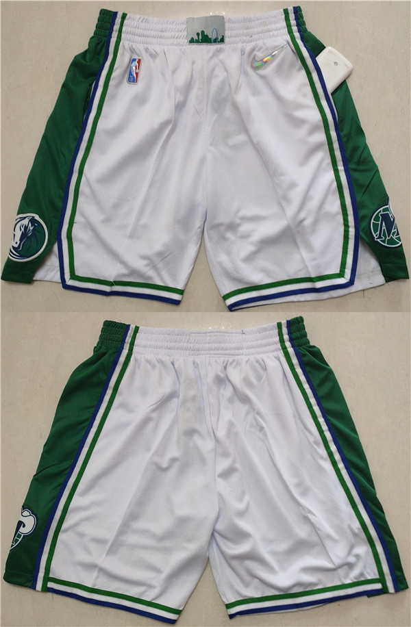 Men's Dallas Mavericks White-Green 75th Anniversary Shorts 