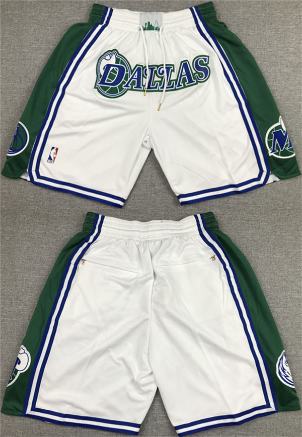Men's Dallas Mavericks White Green Shorts 