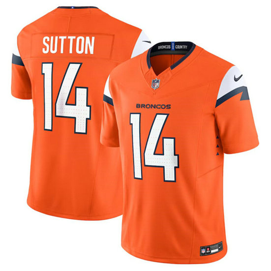 Men's Denver Broncos #14 Courtland Sutton Orange 2024 F.U.S.E. Vapor Limited Stitched Football Jersey