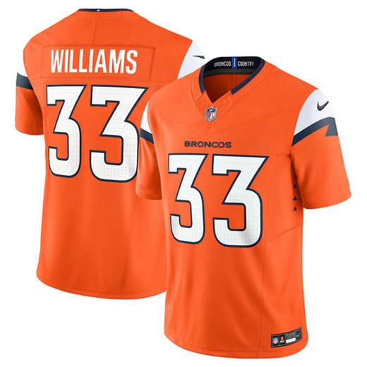 Men's Denver Broncos #33 Javonte Williams Orange 2024 F.U.S.E. Vapor Limited Stitched Football Jersey