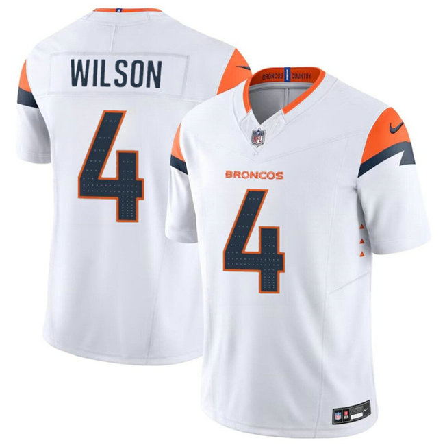Men's Denver Broncos #4 Zach Wilson White 2024 F.U.S.E. Vapor Limited Stitched Football Jersey