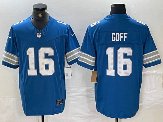 Men's Detroit Lions #16 Jared Goff Blue 2024 F.U.S.E. Vapor Limited Stitched Jersey