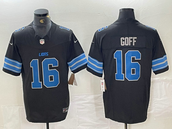 Men's Detroit Lions #16 Jared Goff black 2024 F.U.S.E. Vapor Limited Stitched Jersey