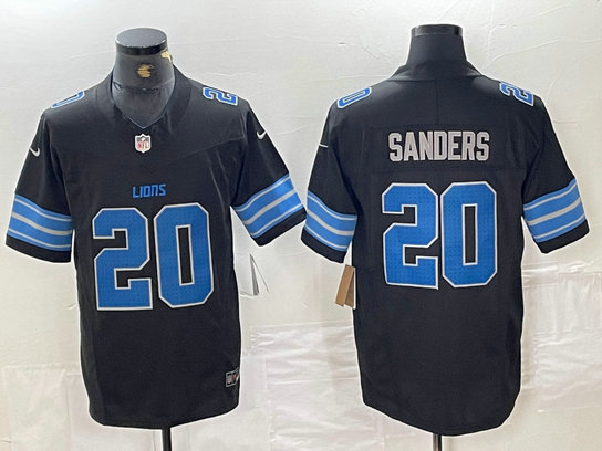 Men's Detroit Lions #20 Barry Sanders Black 2024 F.U.S.E. 2nd Alternate Vapor Limited Stitched Jersey