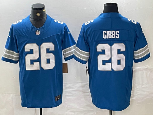 Men's Detroit Lions #26 Jahmyr Gibbs Blue 2024 F.U.S.E. Vapor Limited Stitched Jersey