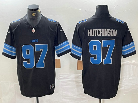 Men's Detroit Lions #97 Aidan Hutchinson Black 2024 F.U.S.E. 2nd Alternate Vapor Limited Stitched Jersey