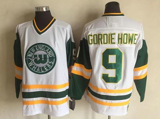 Men's Detroit Red Wings Hartford Whalers #9 Gordie Howe White Stitched Jersey