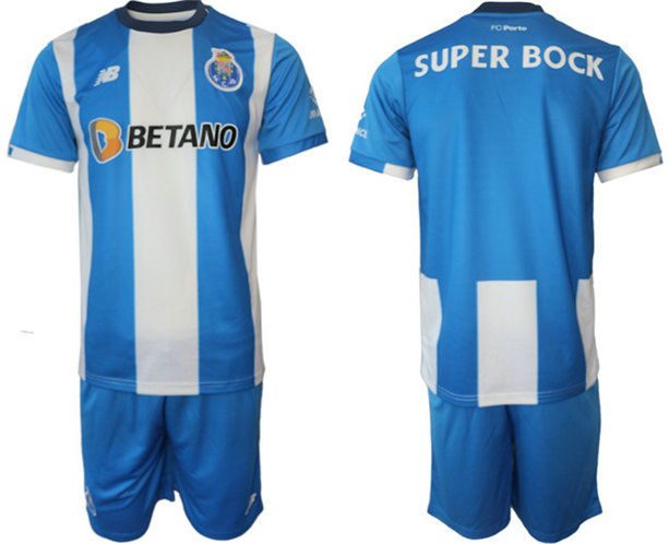 Men's FC Porto Custom 2023 24 Blue White Home Soccer Jersey Suit