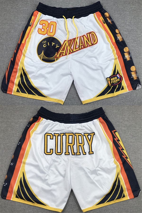 Men's Golden State Warriors #30 Stephen Curry White Shorts