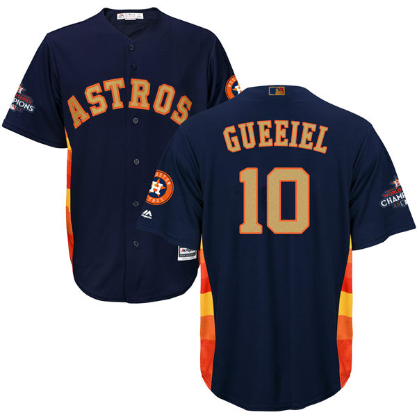 Men's Houston Astros 10 Yuli Gurriel Navy Blue 2018 Gold Program Cool