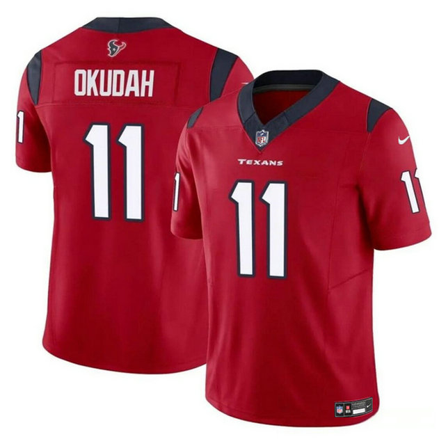Men's Houston Texans #11 Jeff Okudah Red 2024 F.U.S.E Vapor Untouchable Stitched Football Jersey