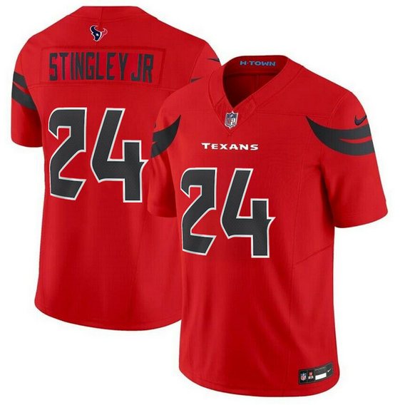 Men's Houston Texans #24 Derek Stingley Jr. Red 2024 Alternate F.U.S.E Vapor Stitched Jersey