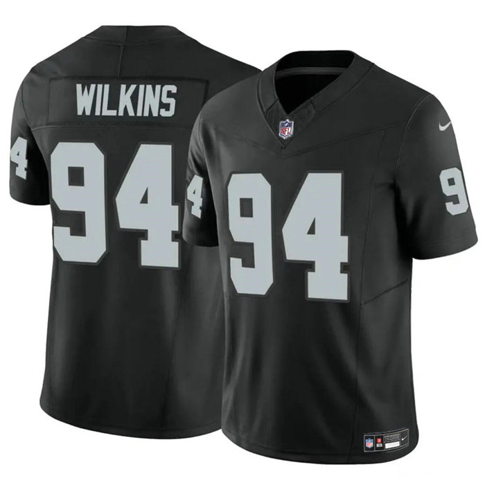 Men's Las Vegas Raiders #94 Christian Wilkins Black 2024 F.U.S.E Vapor Stitched Football Jersey