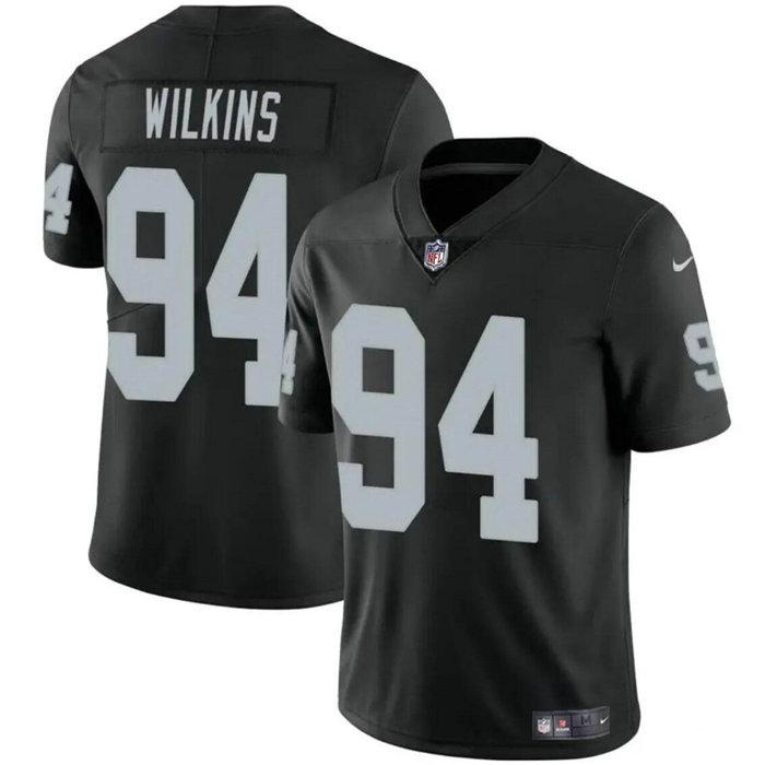 Men's Las Vegas Raiders #94 Christian Wilkins Black Vapor Stitched Football Jersey