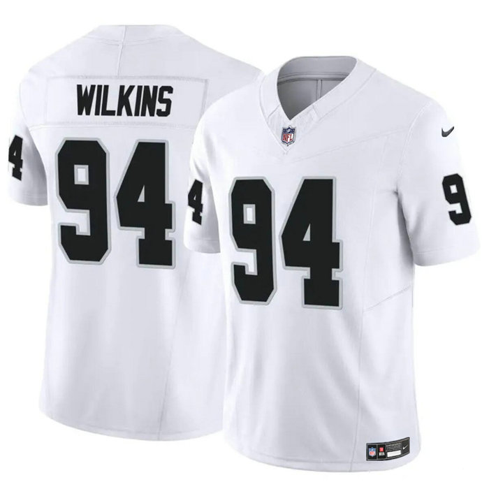 Men's Las Vegas Raiders #94 Christian Wilkins White 2024 F.U.S.E Vapor Stitched Football Jersey