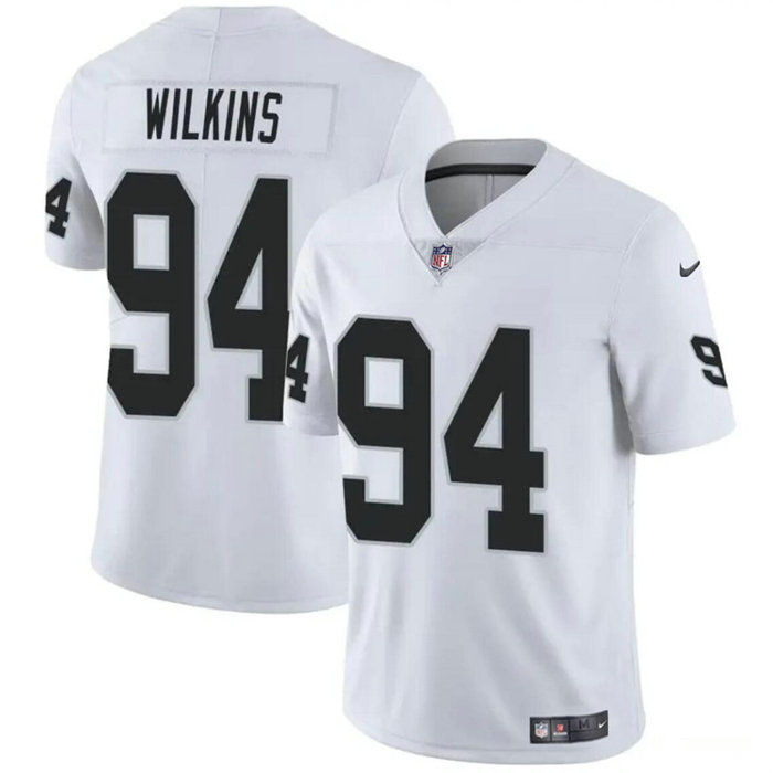 Men's Las Vegas Raiders #94 Christian Wilkins White Vapor Stitched Football Jersey