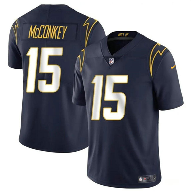 Men's Los Angeles Chargers #15 Ladd McConkey Navy 2024 Draft Vapor Limited Stitched Football Jersey