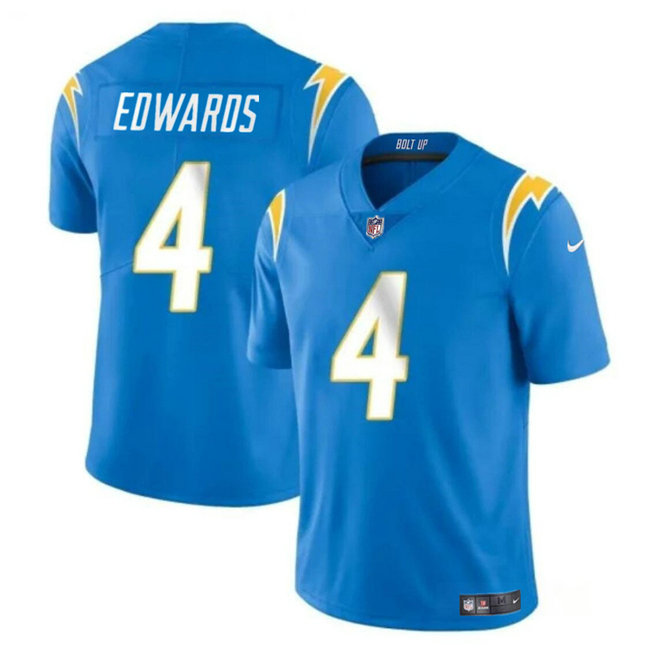 Men's Los Angeles Chargers #4 Gus Edwards Light Blue Vapor Limited Stitched Football Jersey