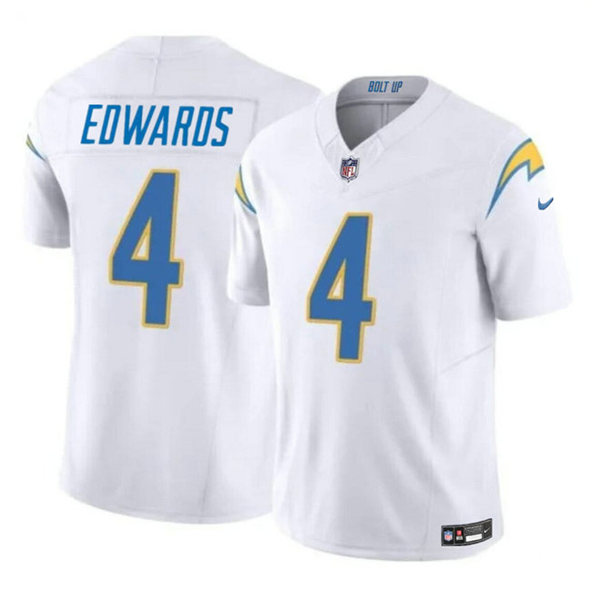 Men's Los Angeles Chargers #4 Gus Edwards White 2024 F.U.S.E. Vapor Limited Stitched Football Jersey