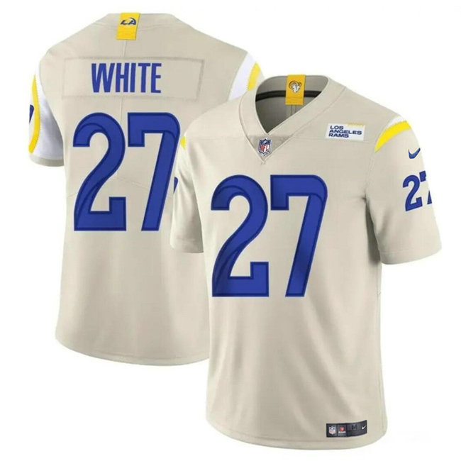 Men's Los Angeles Rams #27 Tre'Davious White Bone Vapor Untouchable Stitched Football Jersey