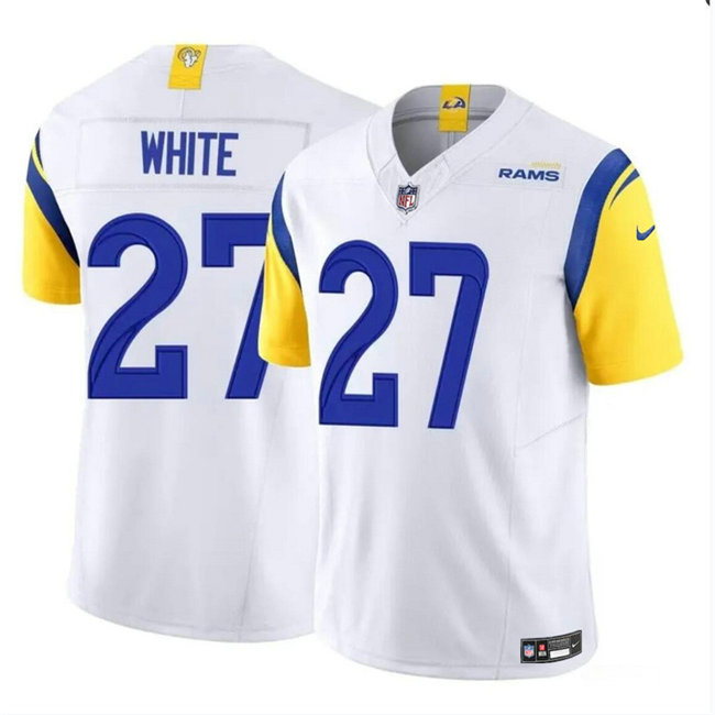 Men's Los Angeles Rams #27 Tre'Davious White White 2024 F.U.S.E. Vapor Untouchable Stitched Football Jersey